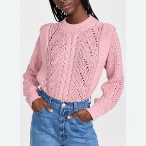 English Factory Dusty Rose Cable Knit Sweater